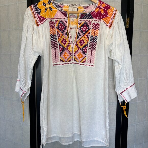 Madewell X J M Dry Goods Floral Embroidered Blouse Size Small Boho Hippie - Picture 1 of 4